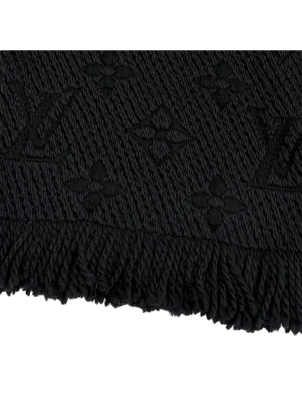 Louis Vuitton Echarpe Logo Mania Silk Blend Anthracite Monogram Scarf Black